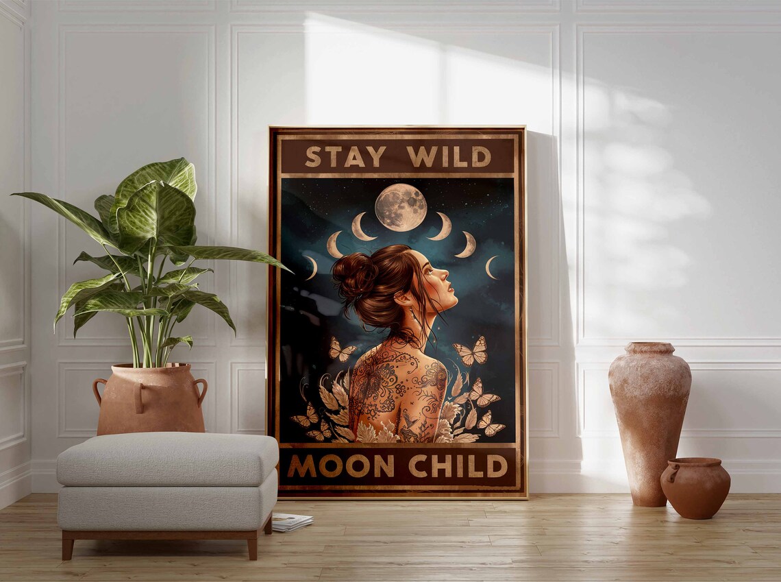 Stay Wild Moon Child Poster Spiritual Decor Yoga Art Bedroom Decor Quote Poster Mystical Print Birthday Gift Astrology Print Poster - Image 3