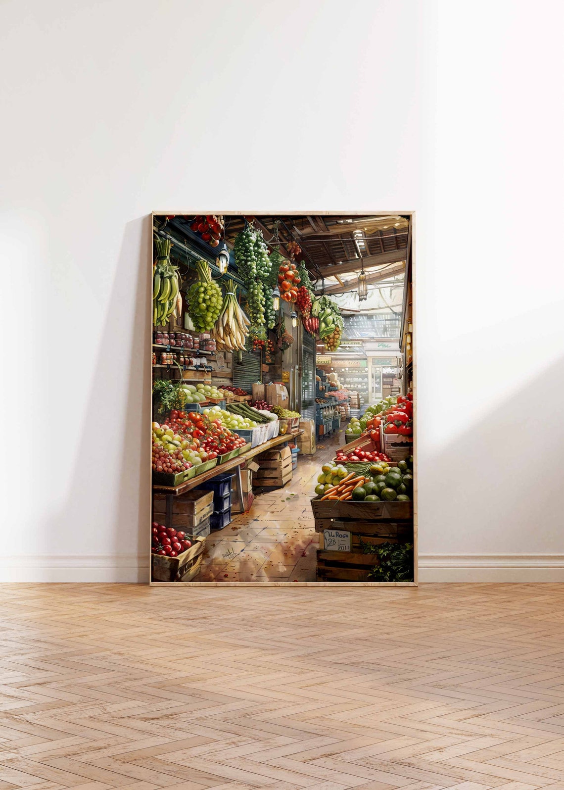 Fruit Market Aisle Hanging Bananas Produce Stand Painting Poster - Image 2