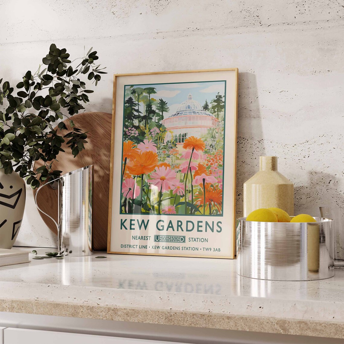 Kew Gardens London Underground Style Botanical Flower Travel Poster - Image 2