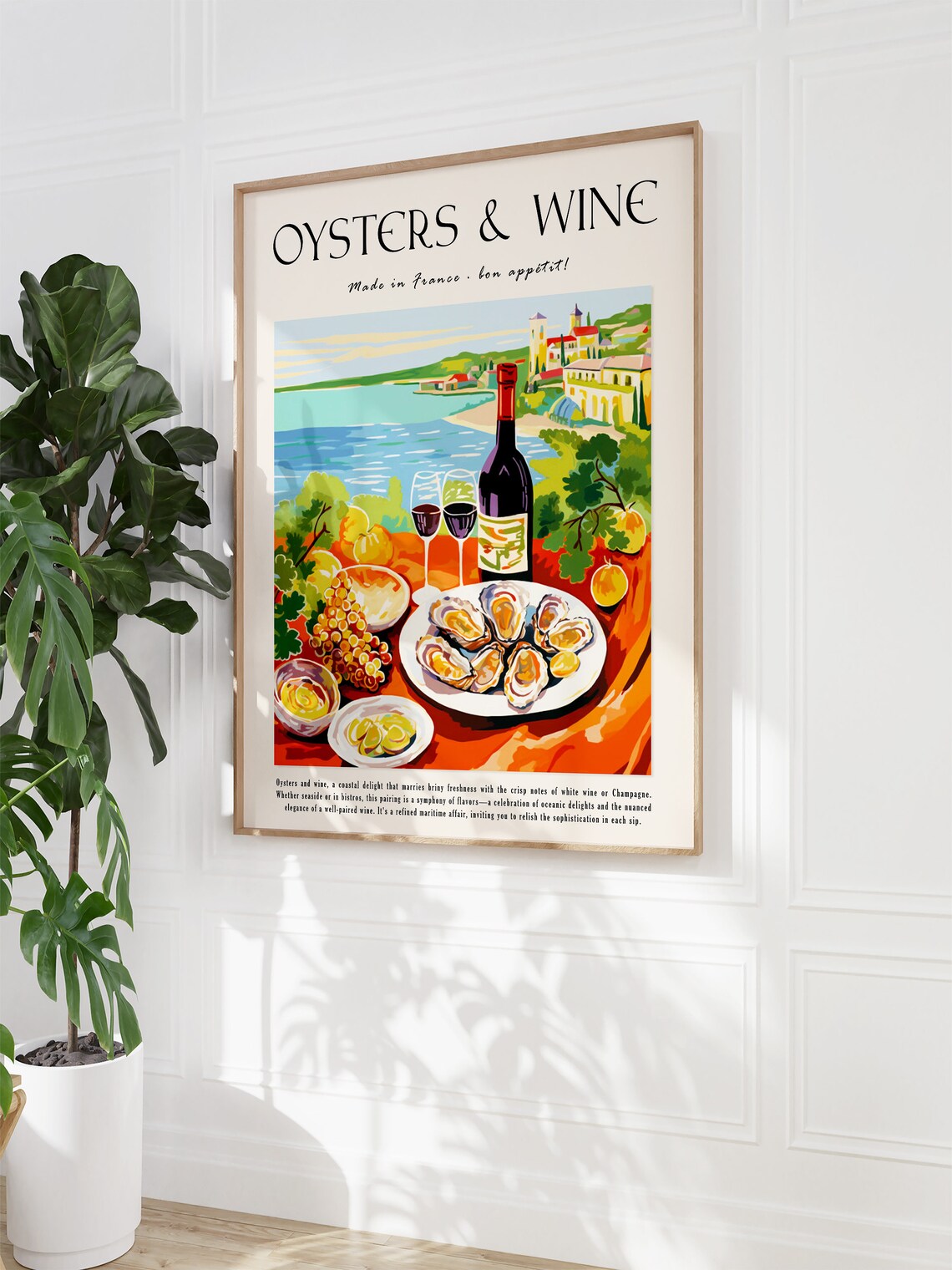 Seafood Oysters And Wine Vintage Kitchen Art Print - Image 3