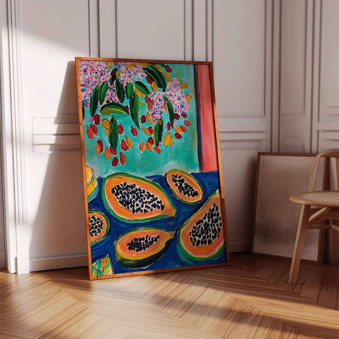 Papaya Poster, Tropical Fruit Kitchen Art Print - Image 2