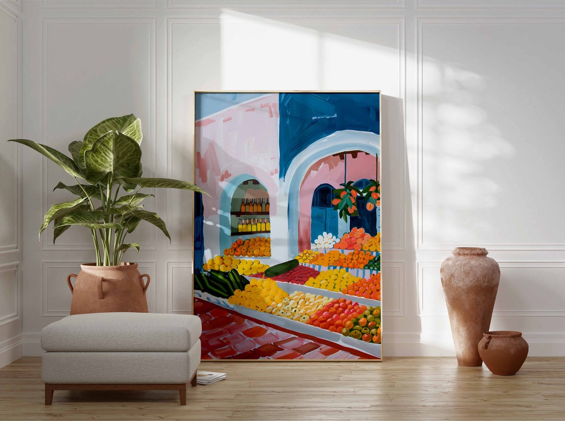Middle Eastern Fruit Market Colorful Spice Bazaar Painting Poster - Image 3
