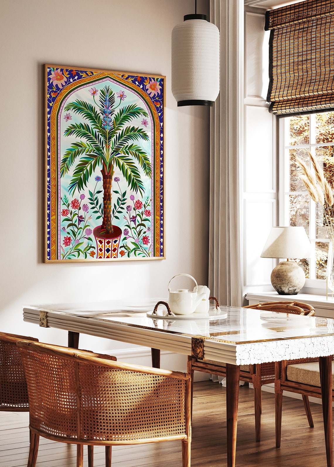 Islamic Potted Palm Flower Arch Art Print Cheerful Botanical Decor - Image 2