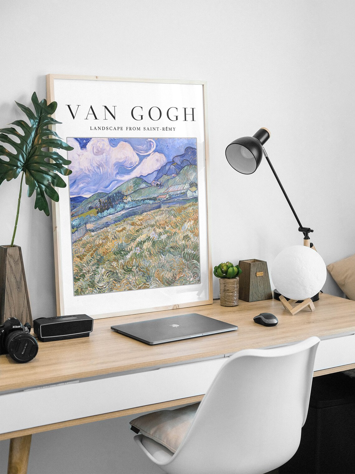 Van Gogh Landscape From Saint Remy Swirling Sky Wheat Field Art Poster - Image 2