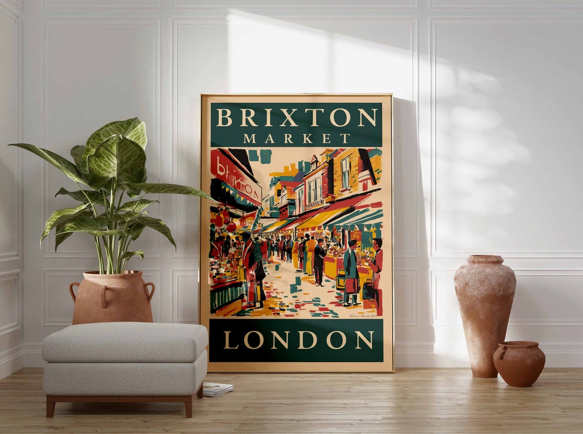 Brixton Market Poster London Print London Art London Poster London Travel Print William Morris Print Retro London Art - Image 3
