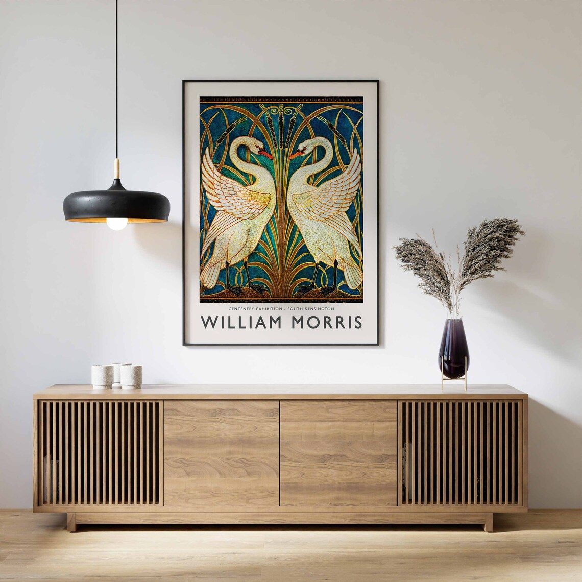 William Morris Swan Pair Art Nouveau Exhibition Style Poster - Image 3