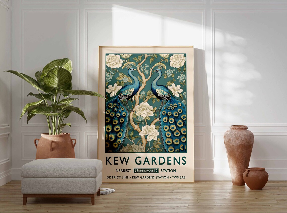 William Morris Peacock Print, Vintage Floral Art Poster - Image 3