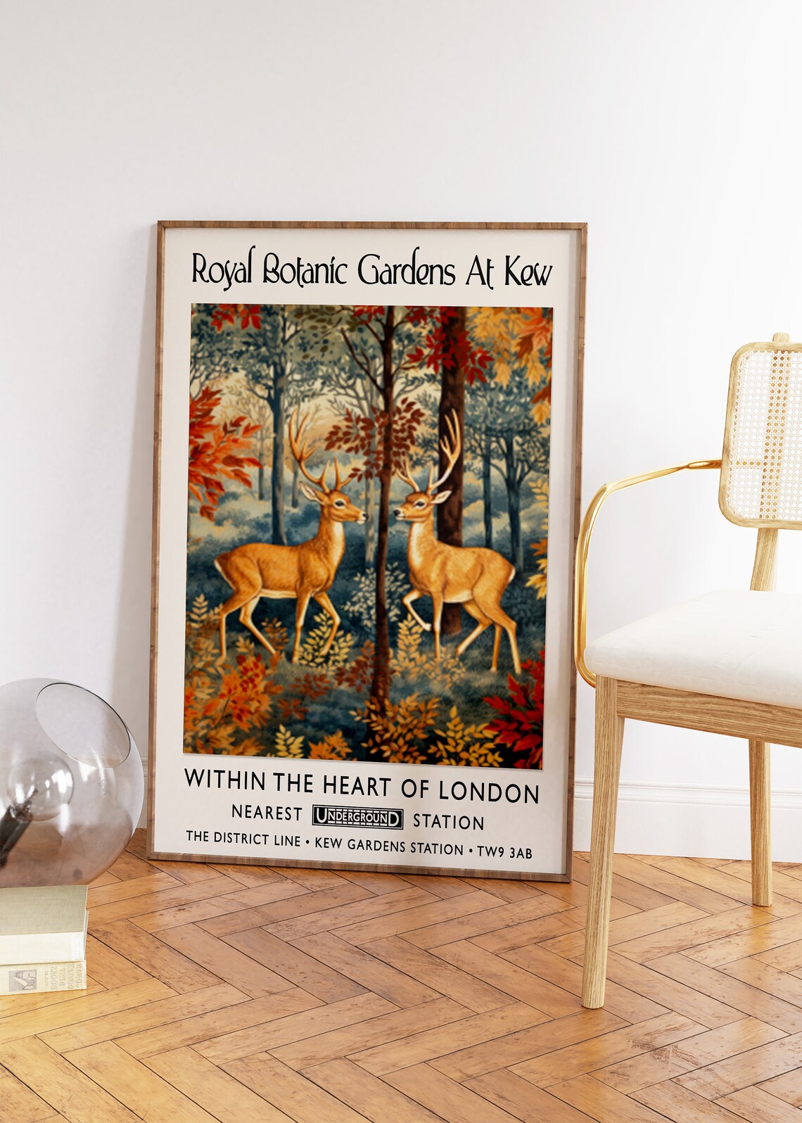 Royal Botanic Gardens Kew London Deer Forest Vintage Style Poster - Image 2