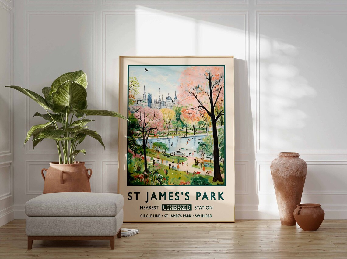 St James's Park London Vintage Travel Poster - Image 3