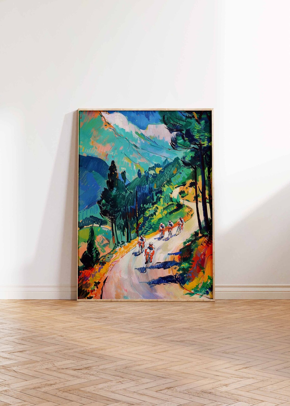 Mountain Road Cyclists Vibrant Cycling Race Sports Art Poster - Image 2