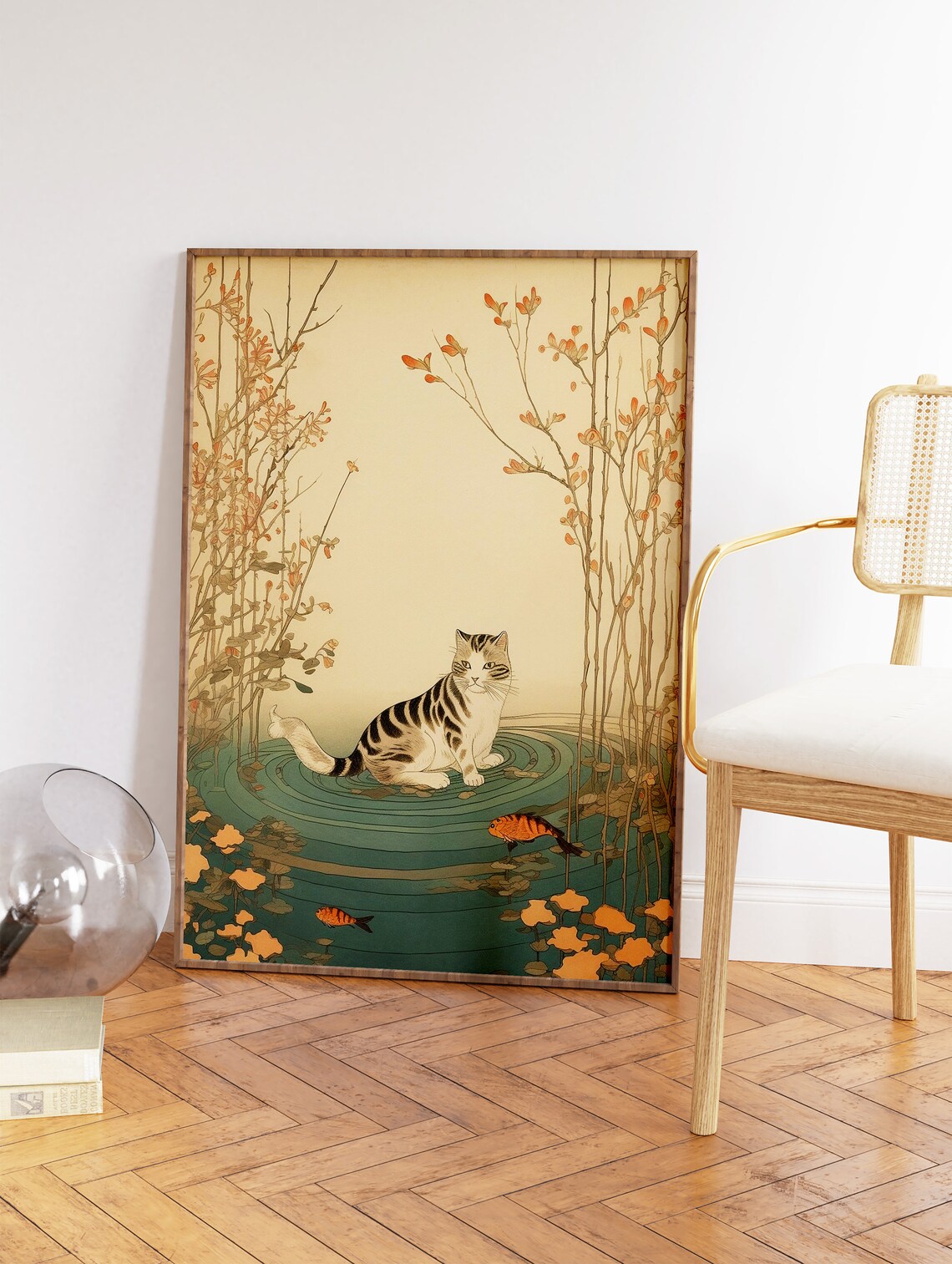 Vintage Japanese Cat Poster, Ukiyo-E Asian Art - Image 2