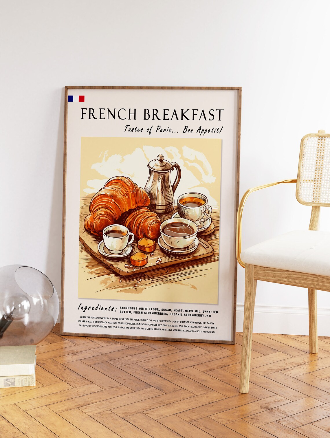 French Breakfast Croissants Coffee Tastes Of Paris Kitchen Wall Art - Image 2