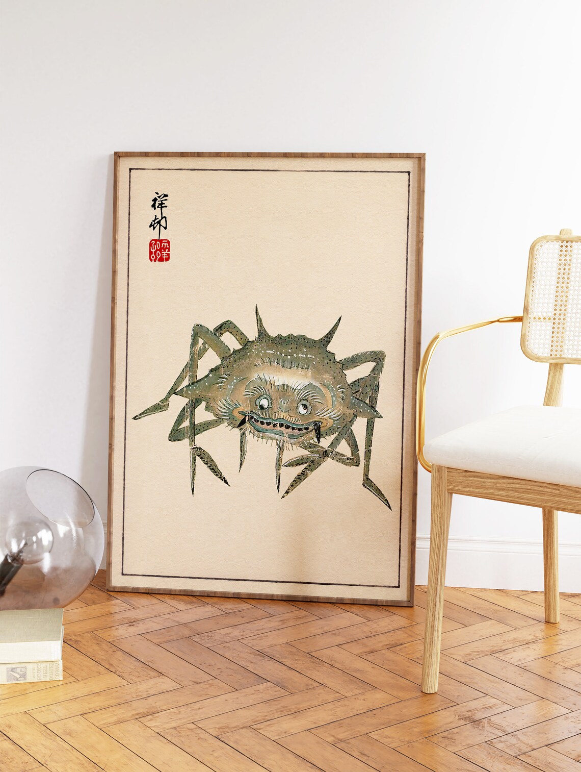 Japanese Woodblock Crab Art Vintage Sea Creature Oriental Poster - Image 3