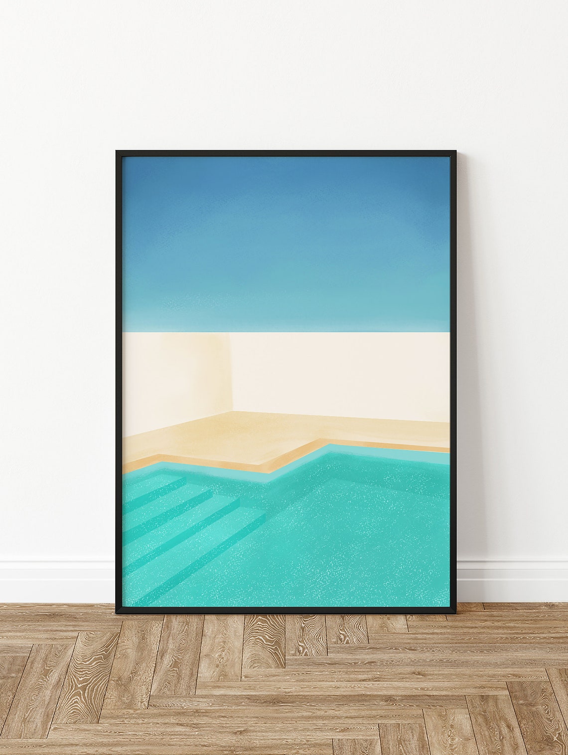 Minimalist Geometric Pool Turquoise Water Abstract Calm Poster - Image 2