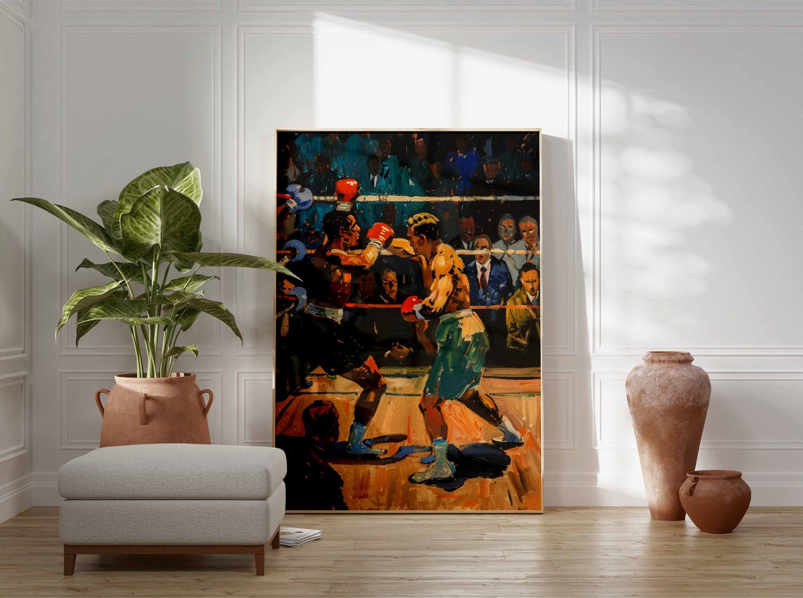 Intense Boxing Bout Red Gloves Corner Fight Action Sports Poster - Image 3