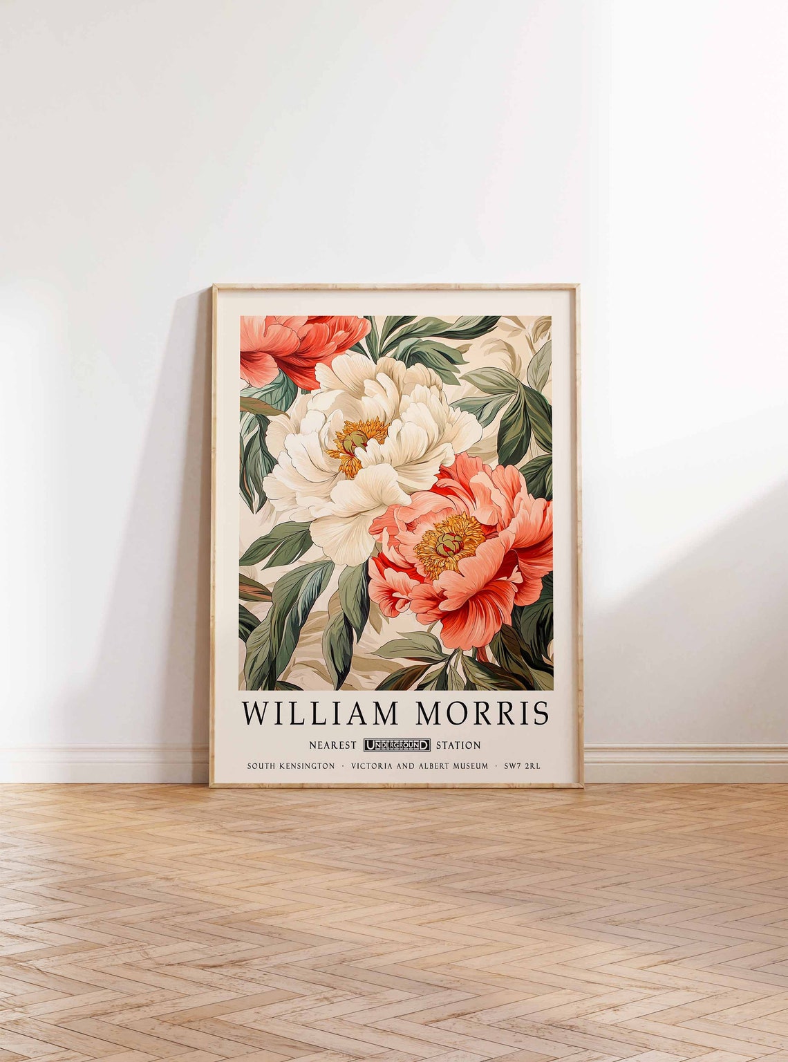 William Morris Peony Floral South Kensington Vintage Museum Poster - Image 2