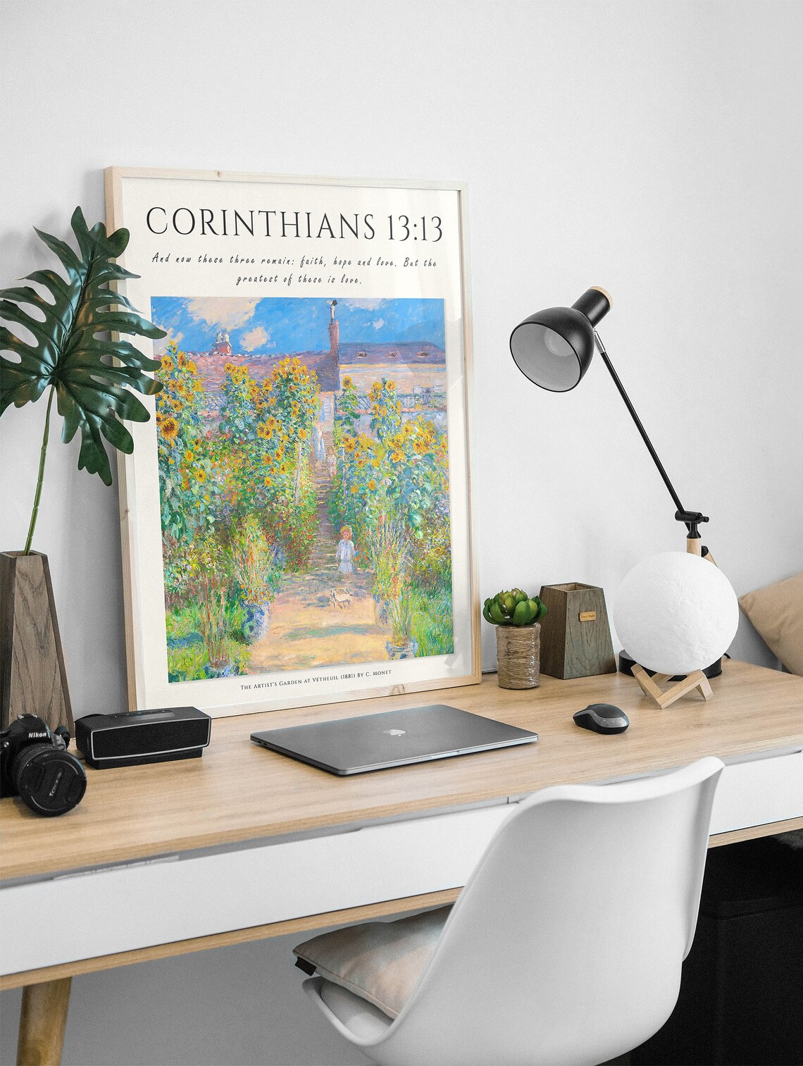 Bible Verse Poster, Monet Artist's Garden Floral Print - Image 2