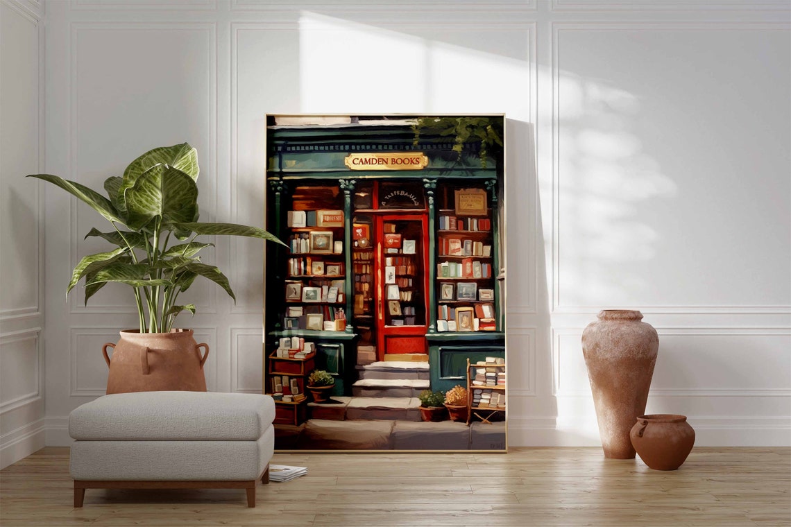 Camden Books London Vintage Bookshop Storefront Painting Poster - Image 2
