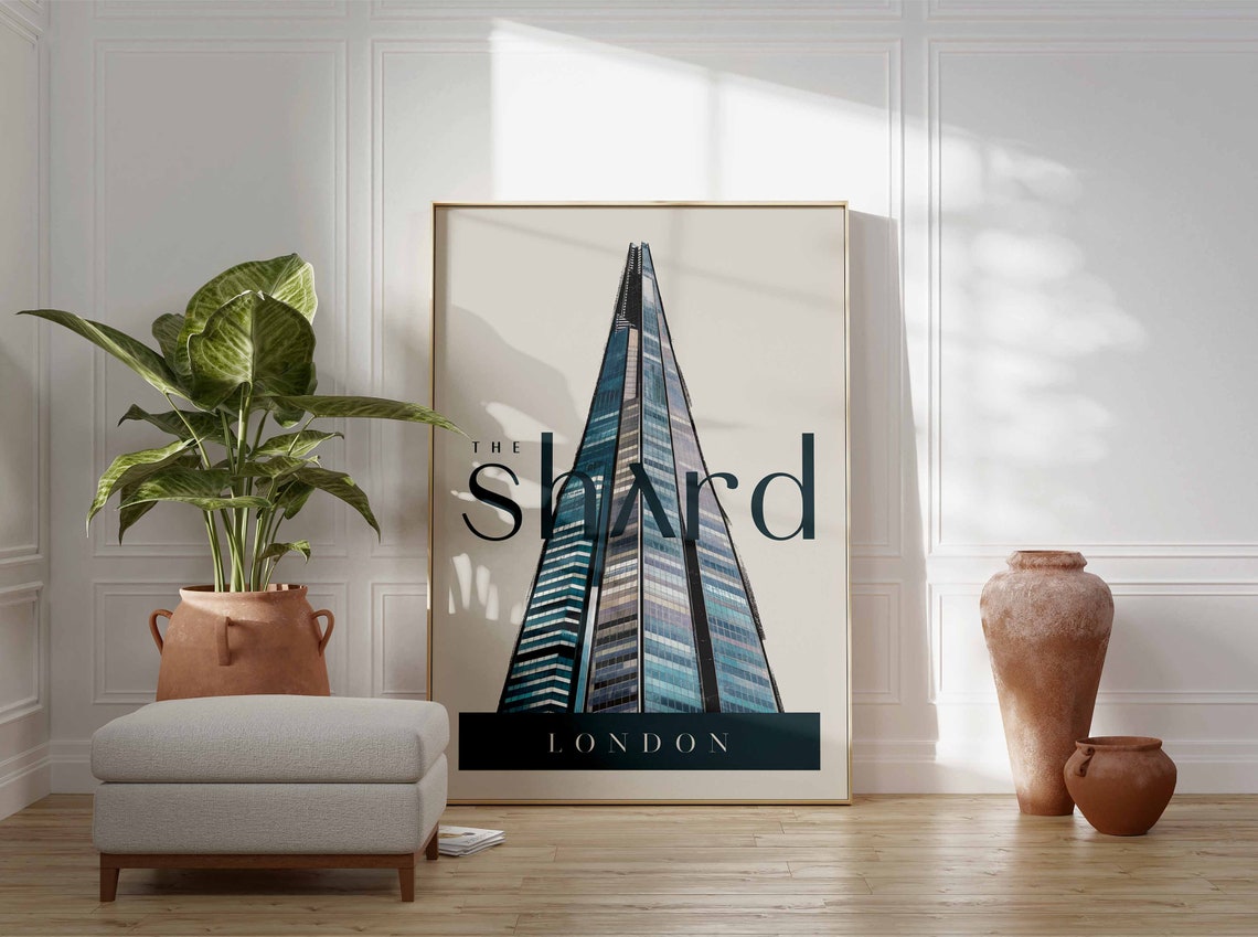 The Shard London Skyscraper Bold Typography Architecture Poster - Image 3