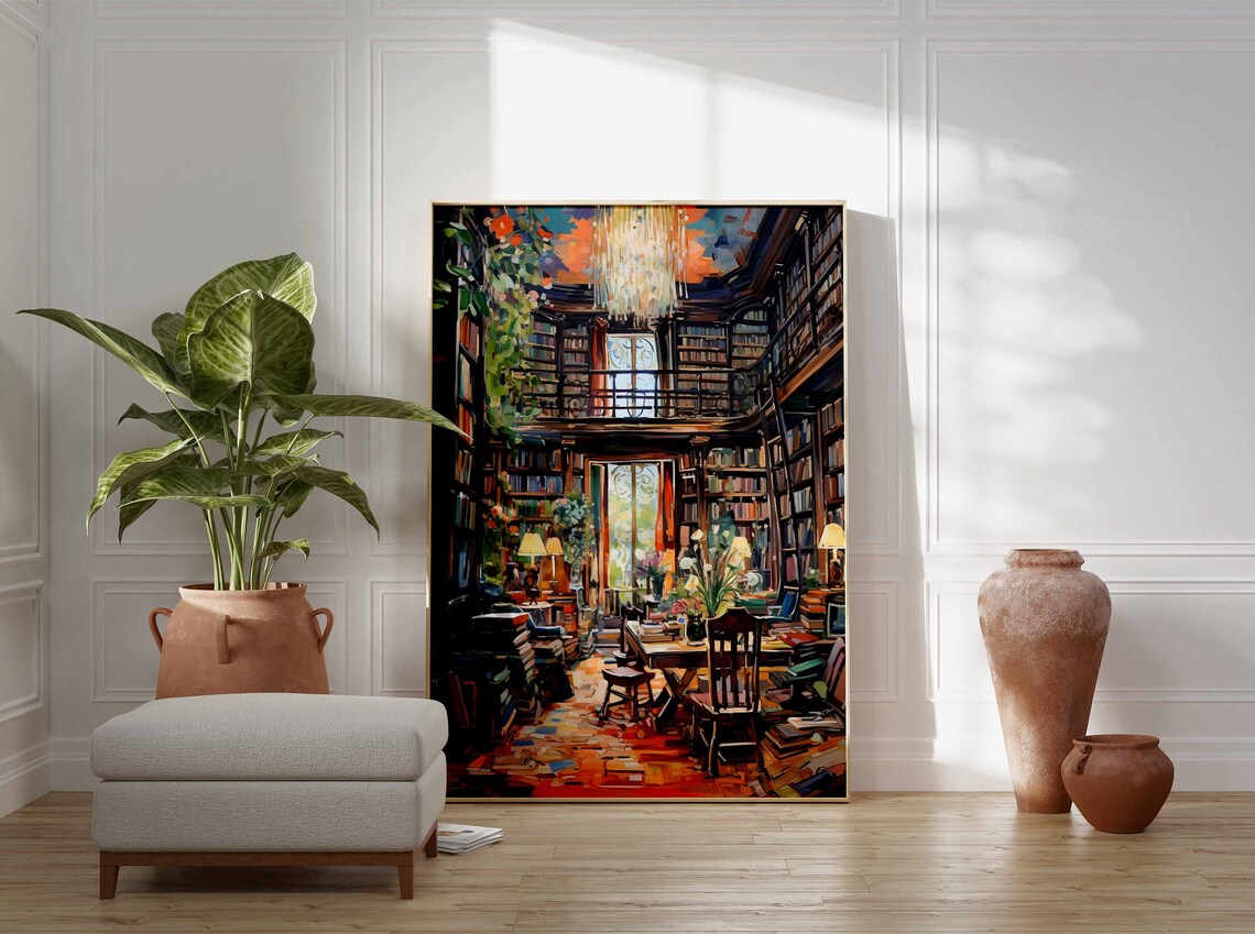 Vintage Library Poster, Book Lovers Art Print - Image 3