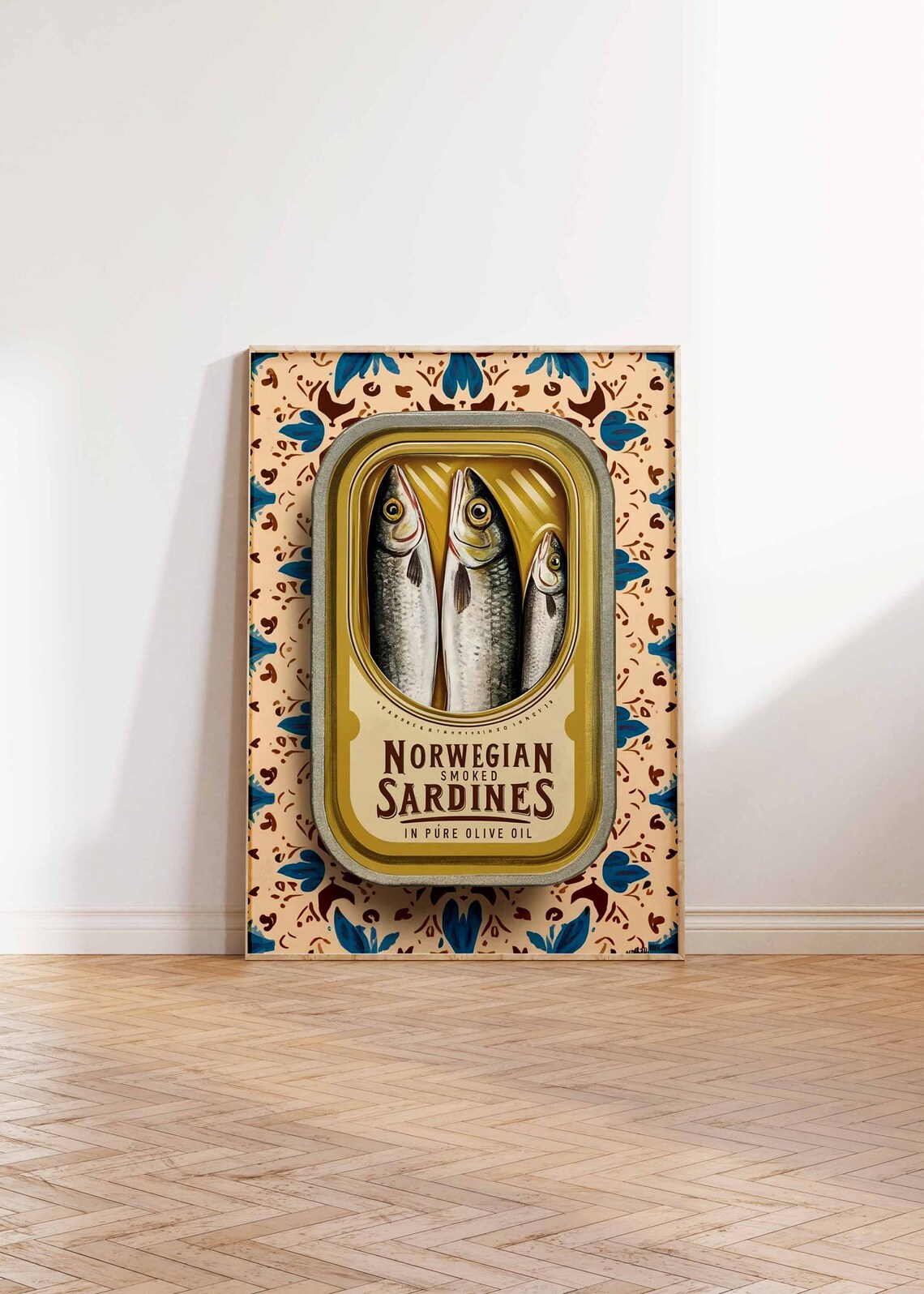 Norwegian Sardines Print Smoked Fish Tin Kitchen Retro Food Art - Image 3