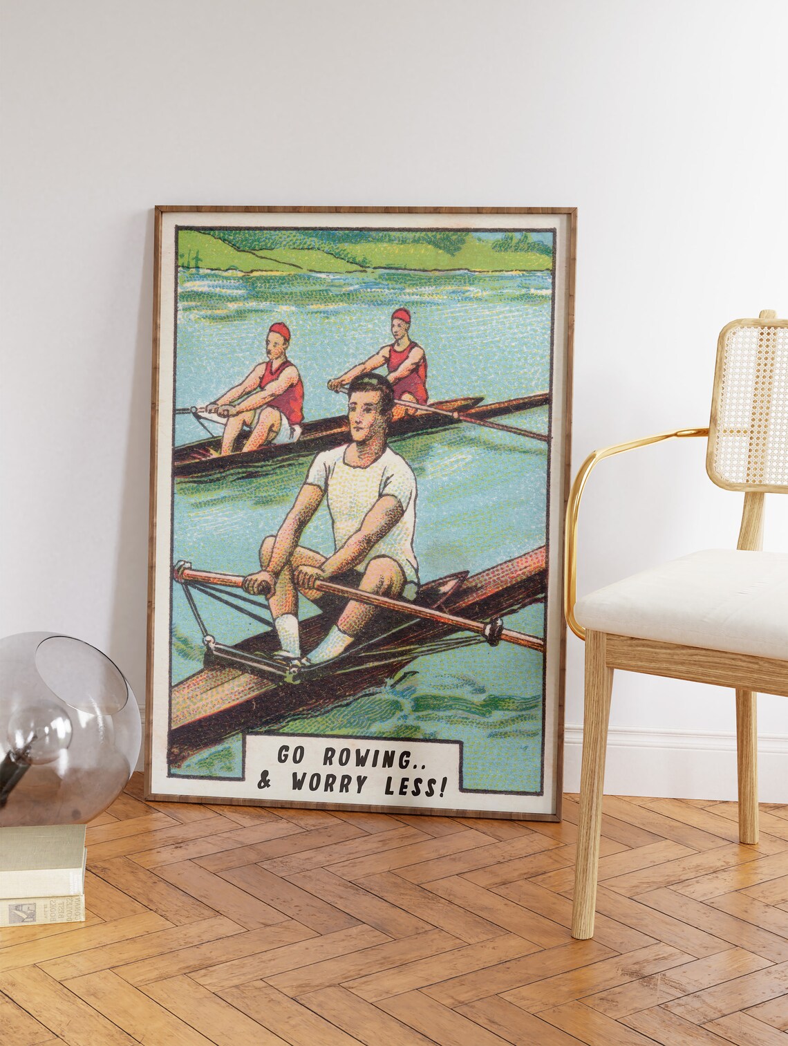 Rowing Vintage Sports Art Print, Retro Hobbies - Image 3