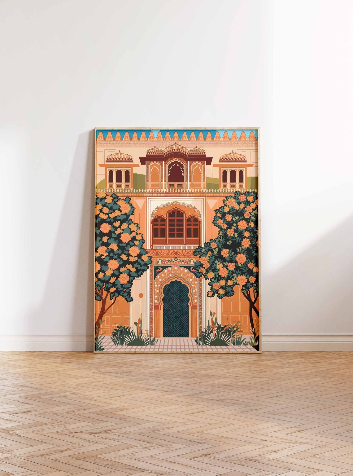 Indian Palace Blossoming Trees Arched Gateway Artwork Poster - Image 2