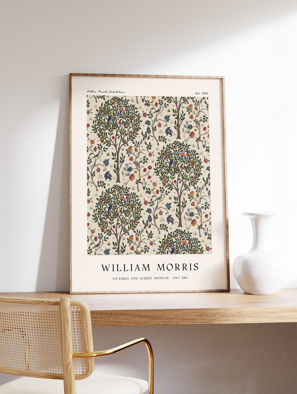 William Morris Fruit Trees Birds Cotton Prints Exhibition Poster - Image 3