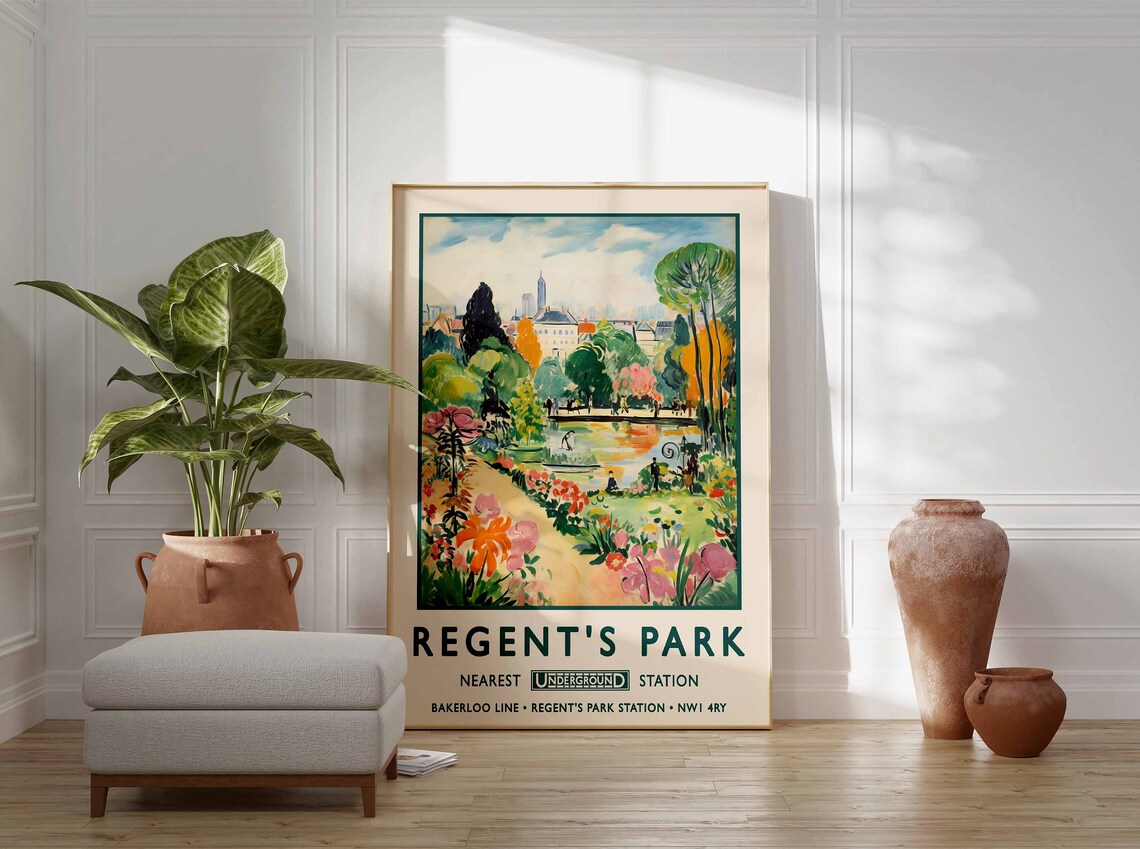 Regents Park London Vintage Travel Poster, Botanical Gardens - Image 3