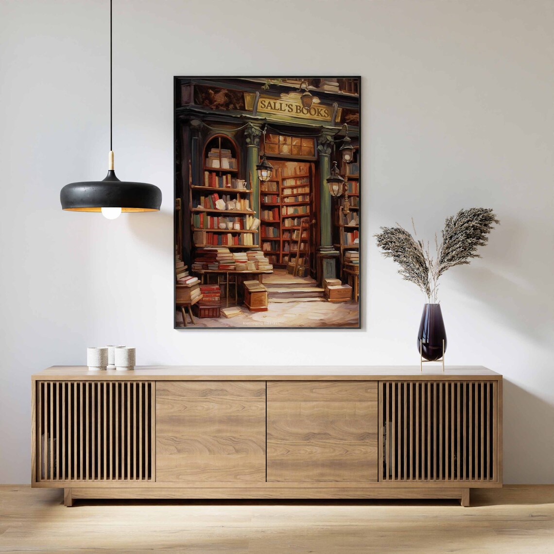 Salls Books Vintage Bookshop Storefront Oil Painting Book Lover Poster - Image 3