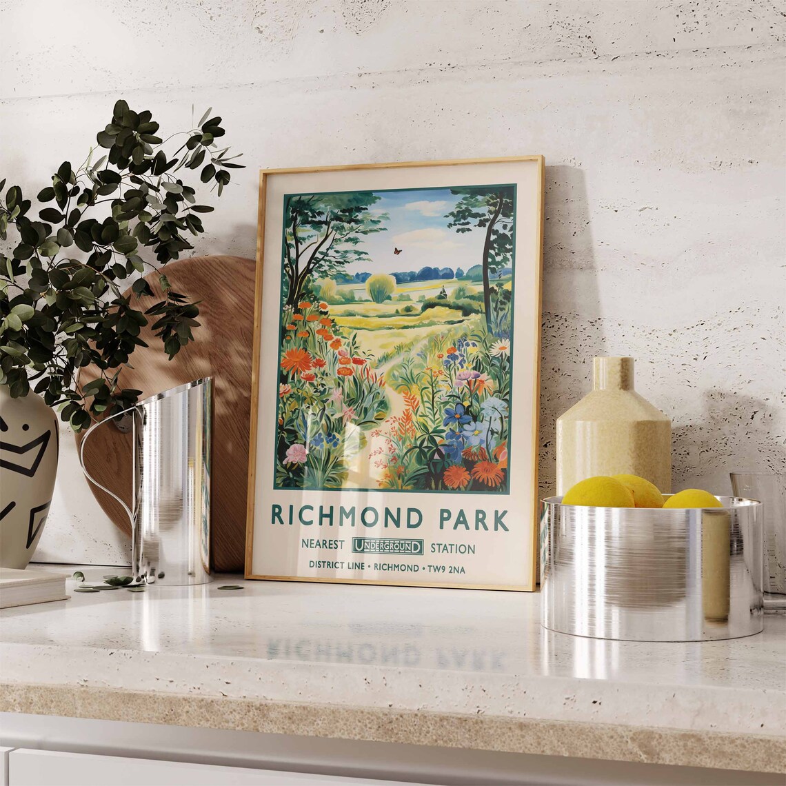 Richmond Park London Botanical Vintage Poster - Image 2