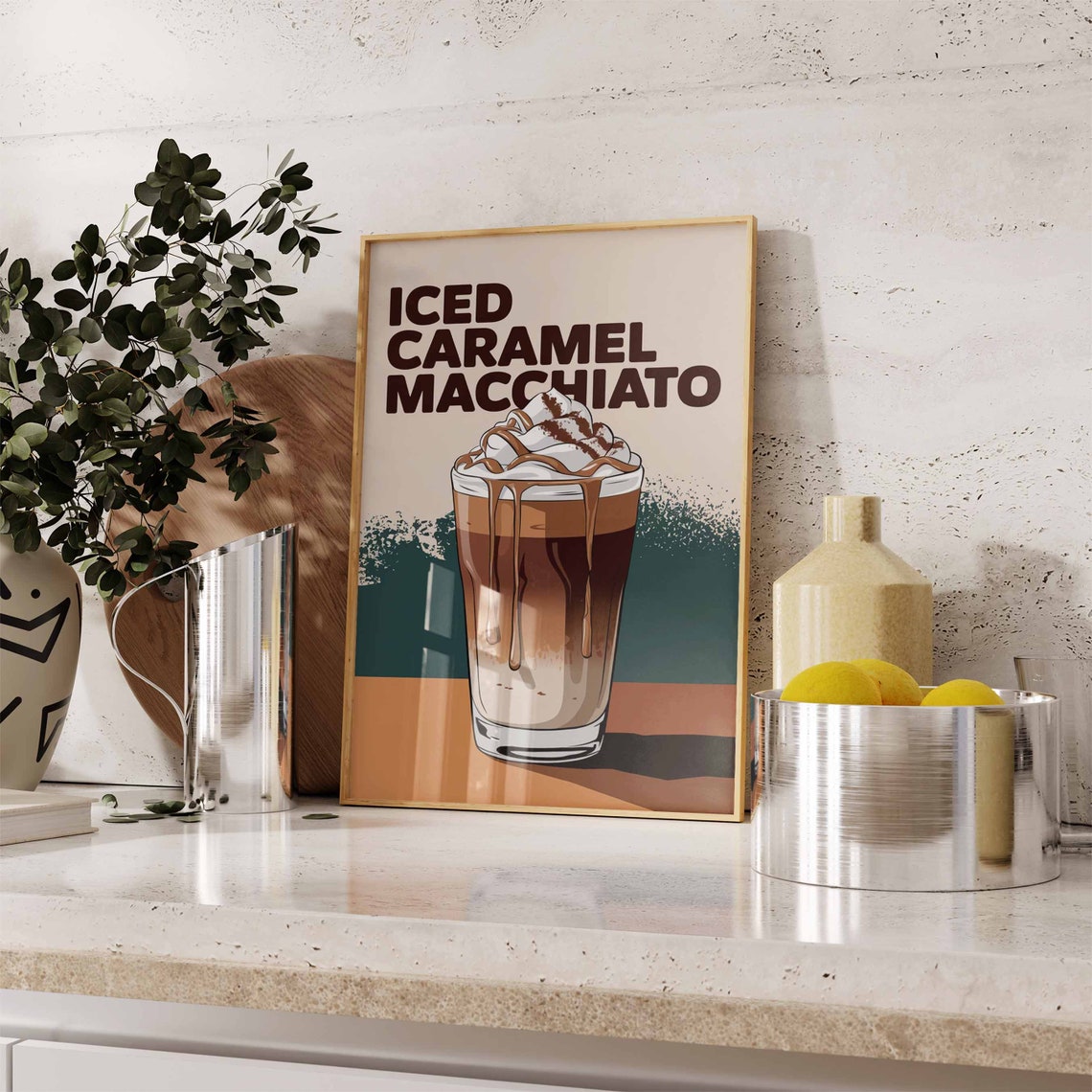 Iced Caramel Macchiato Coffee Drink Illustration Cafe Poster - Image 3