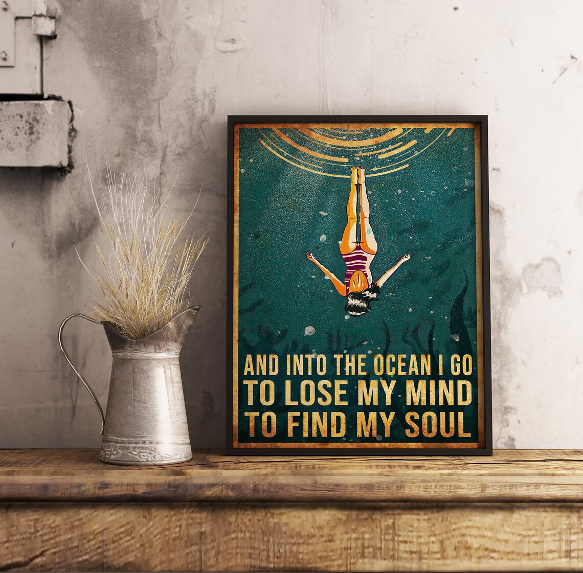 Into The Ocean I Go Spiritual Yoga Wall Art Print - Image 2