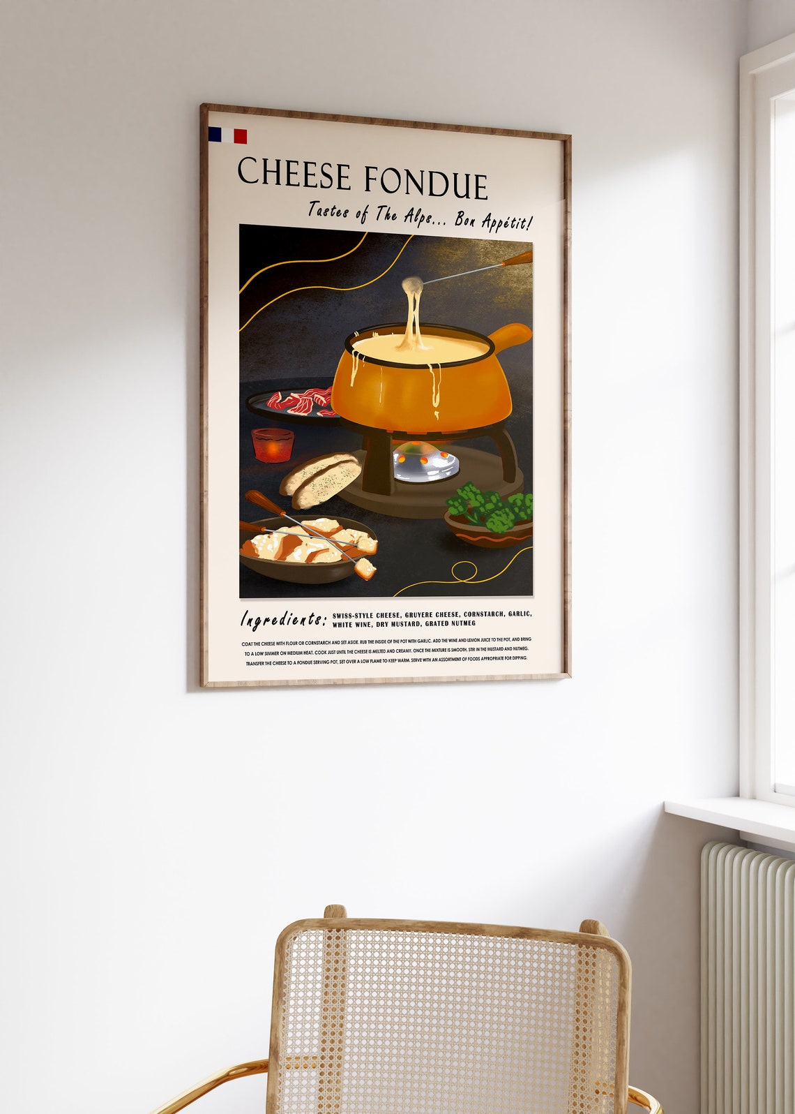 Cheese Fondue Poster French Food Art Food Art French Art French Poster Kitchen Poster Kitchen Art Retro Print Recipe Art Food Gift - Image 2