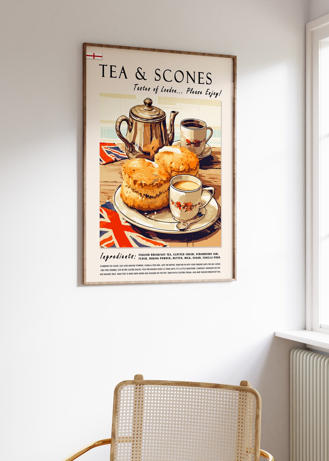 British Tea and Scones Kitchen Art Print - Image 3