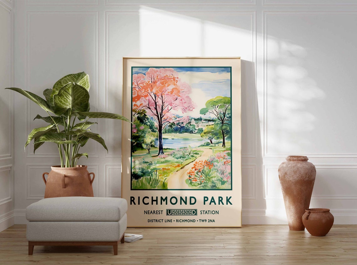 Richmond Park London Underground Style Travel Poster District Line - Image 3
