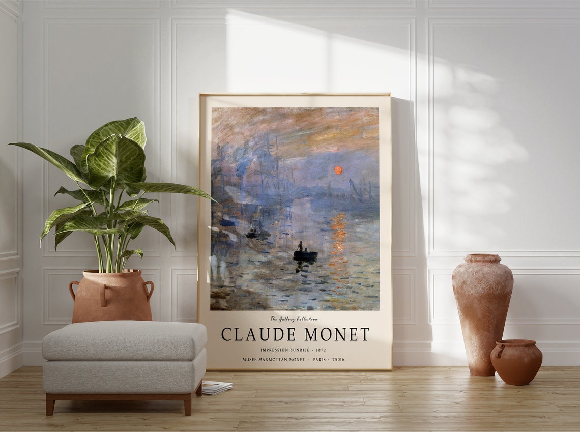Claude Monet Impression Sunrise 1872 Le Havre Harbor Painting Poster - Image 3