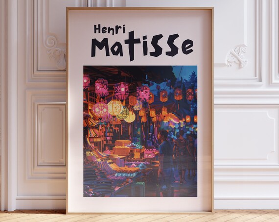 Henri Matisse Street Market Glowing Lanterns Night Scene Poster