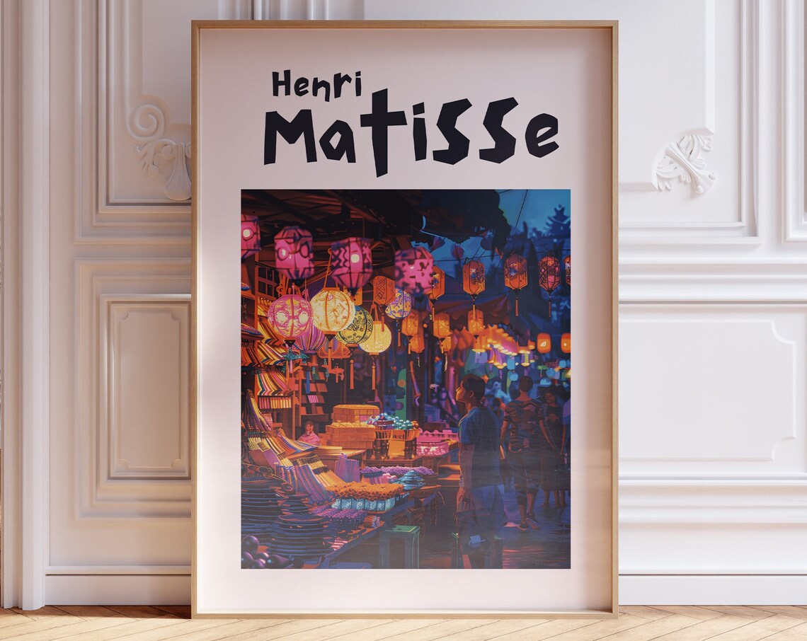 Henri Matisse Street Market Glowing Lanterns Night Scene Poster