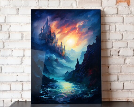 The Dragon Isles Metal Poster Fantasy Landscape Castle Wall Art 8x10 12x16 16x20