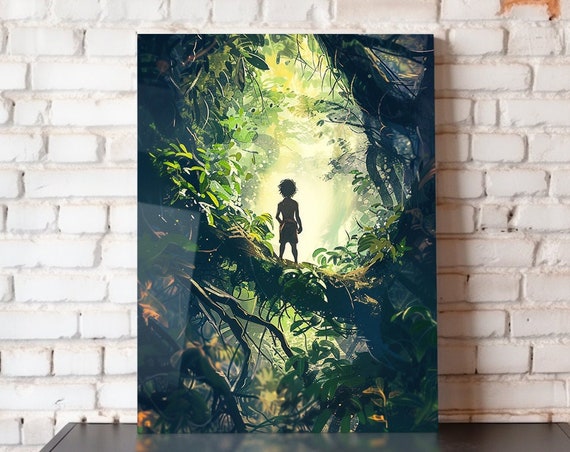 The Man Cub Metal Poster Jungle Book Wall Art Mowgli Childrens Room Poster Wall Art Fantasy Novel Artwork 8x10 12x16 16x20