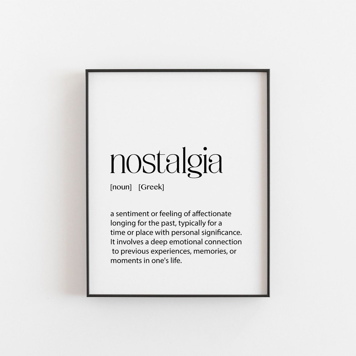 Nostalgia Definition Print Minimalist Wall Decor Sentimental Art