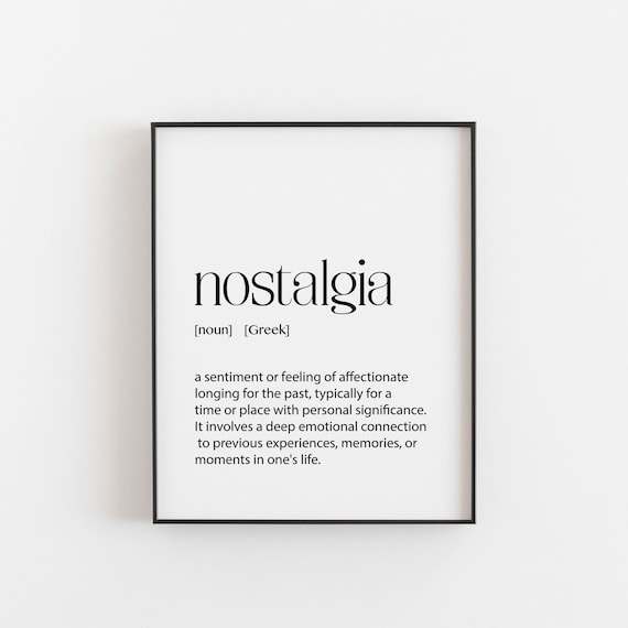 Nostalgia Definition Print Minimalist Wall Decor Sentimental Art