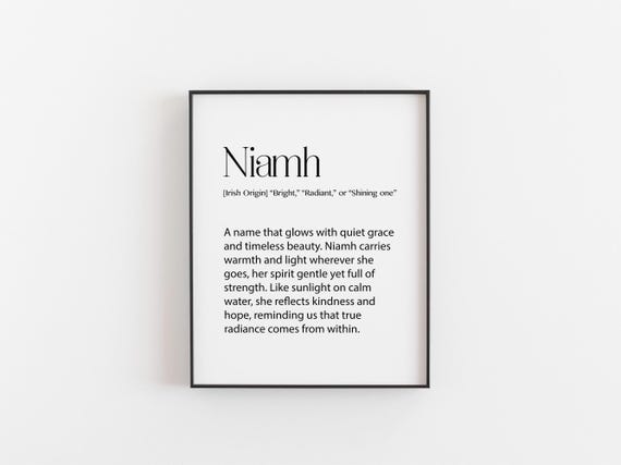 Niamh Name Meaning Print, Irish Origin