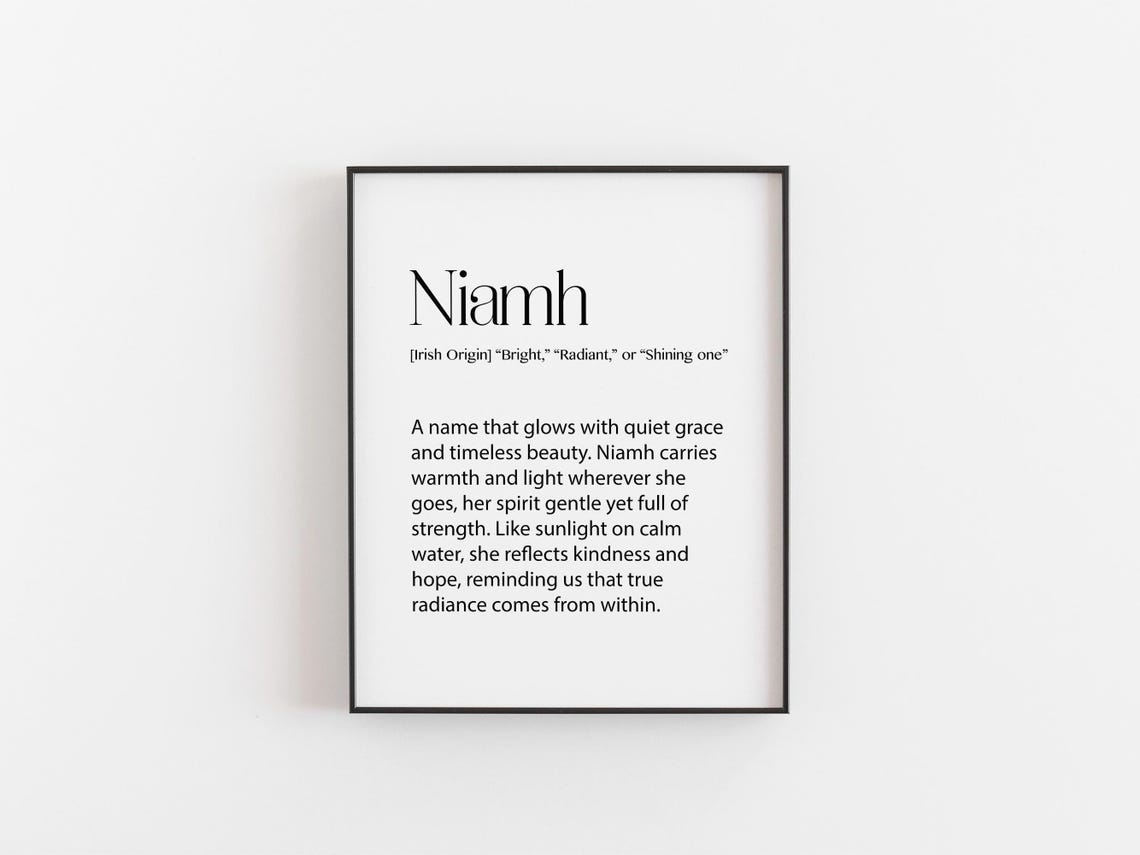 Niamh Name Meaning Print, Irish Origin