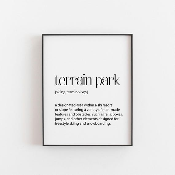 Terrain Park Skiing Terminology Definition Poster Freestyle Rails Jumps Gift