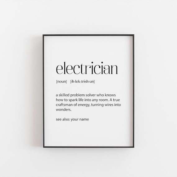 Personalised Electrician Definition Funny Wall Art