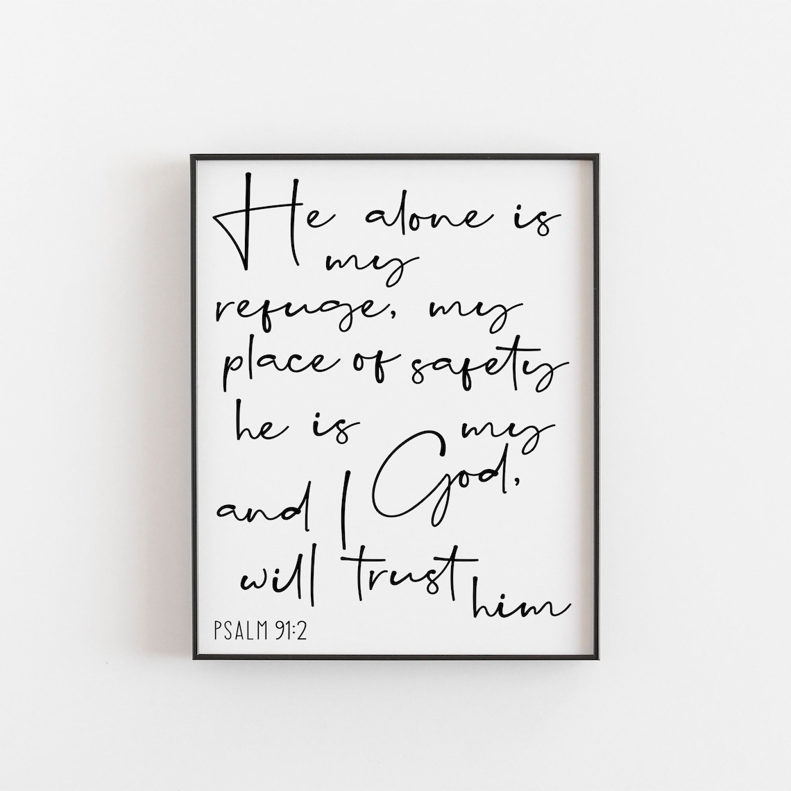 He Alone Is My Refuge Psalm 91:2 Art Print