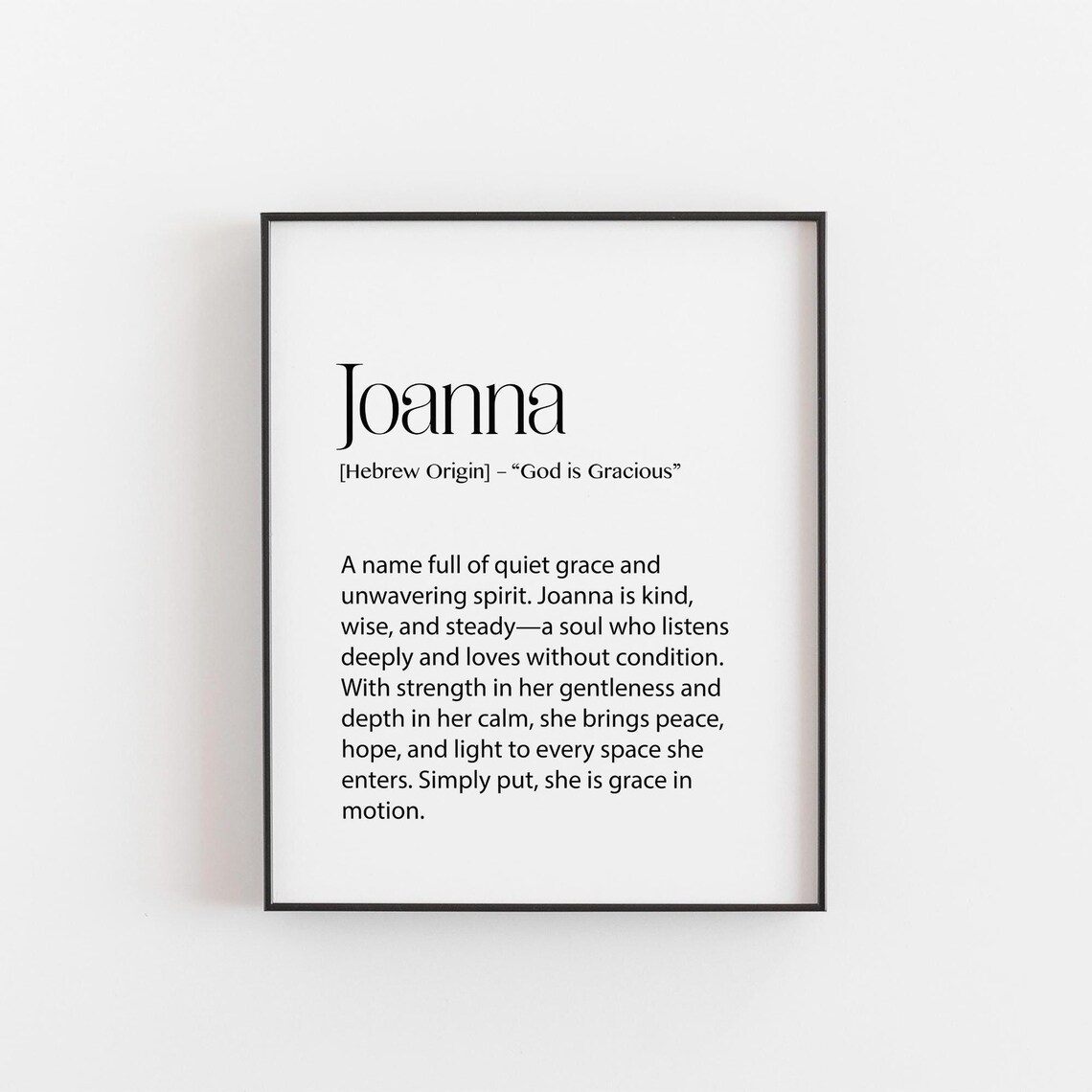 Joanna Name Meaning Art Print, Christian Nursery Decor
