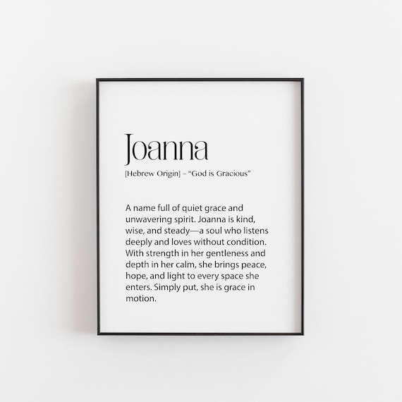 Joanna Name Meaning Art Print, Christian Nursery Decor